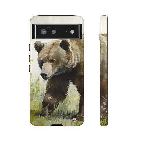 Grizzly Bear in a Field - Impact Resistant Phone Case Google Pixel 6 Glossy